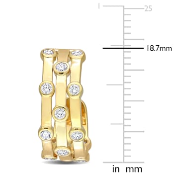 7/8 CT TGW Lab Grown Diamond Triple Row Vintage Earrings in 18K Yellow
Gold Plated Sterling Silver