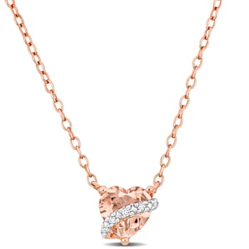 5/8 CT TGW Morganite and Diamond Accent Heart Swirl Necklace in Rose
Plated Sterling Silver