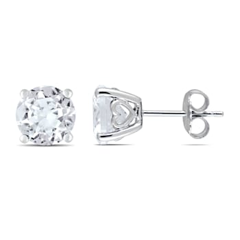 4-4/5ctw Created White Sapphire Stud Earrings in Sterling Silver