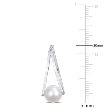 8-8.5 MM White Freshwater Cultured Pearl Earrings in Sterling Silver