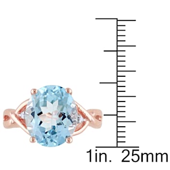 5 1/2 CT TGW Sky Blue Topaz and Diamond Accent Twist Ring in Rose Plated
Sterling Silver