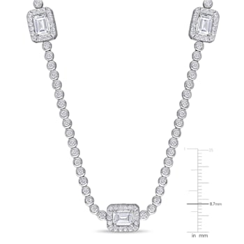 15 CT TGW Cubic Zirconia Station Necklace in Sterling Silver