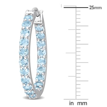 3 1/5 CT TGW Sky Blue Topaz inside-Outside Hoop Earrings in Sterling Silver