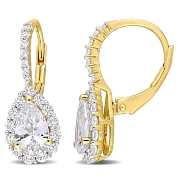 3 5/8 CT TGW Created White Sapphire Teardrop Earrings in Yellow Plated
Sterling Silver