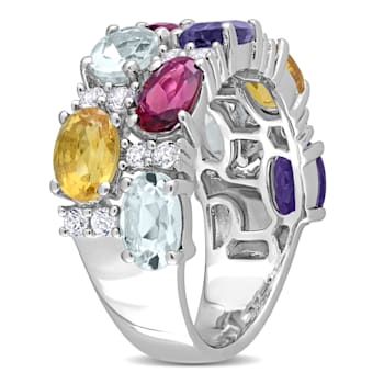 5 CTW Multi-Gemstone Ring in Sterling Silver
