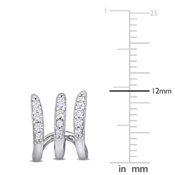 1/3 CT TGW Created White Sapphire 3-Layer Stud Earrings in Sterling Silver
