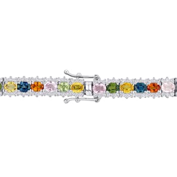 8 1/5 CT TGW Multi-Color Sapphire and 2 1/5 CT TDW Diamond Tennis
Bracelet in 18K White Gold