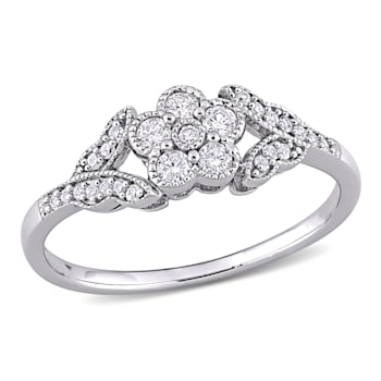1/4 CT TW Diamond Floral Ring in Sterling Silver