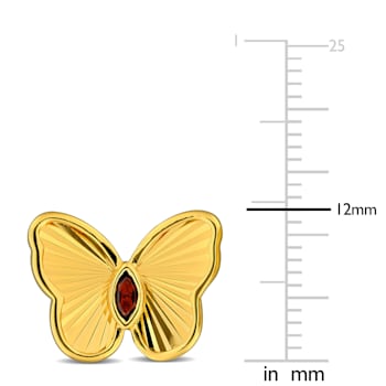 1/5 CT TGW Garnet Butterfly Stud Earrings in Yellow Plated Sterling Silver
