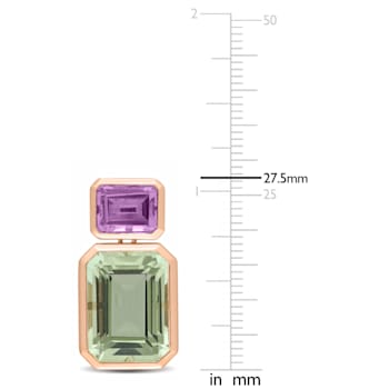 28 CT TGW Rose de France and Green Quartz Post Earrings in Rose Plated
Sterling Silver