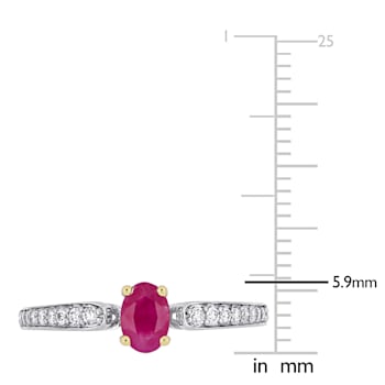 5/8 CT TGW Ruby and 1/6 CT TW Diamond Ring in 10K White Gold