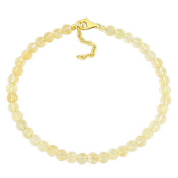3 7/8 CT TGW Citrine Beaded Bracelet in Yellow Plated Sterling Silver