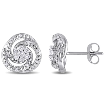 1/4 CT TW Diamond Swirl Stud Earrings in 10k White Gold