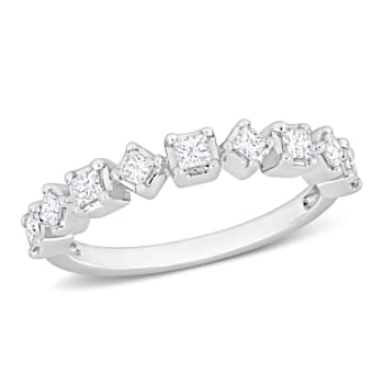 5/8 CT TW Diamond Semi-Eternity Ring in 14K White Gold