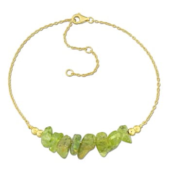 1 1/5 CT TGW Peridot Bead Chain Bracelet in Yellow Plated Sterling Silver