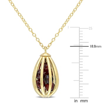 3 5/8 CT TGW Garnet Cage Pendant with Chain in Yellow Plated Sterling Silver