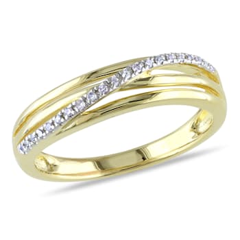 Diamond Crossover Ring in 18K Yellow Gold Over Sterling Silver