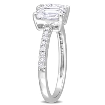2 1/8 CT TGW Created Moissanite 2-Stone Ring in Sterling Silver