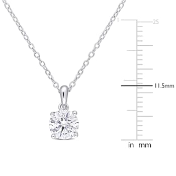 1 CT DEW Created Moissanite Solitaire Pendant With Chain in Sterling Silver