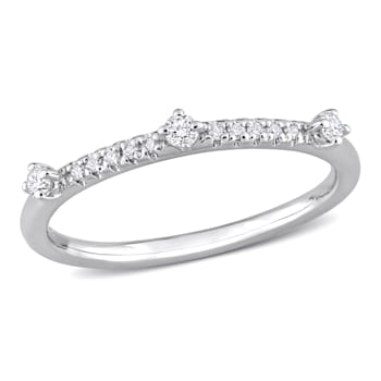 1/7 CT TGW Lab Grown Diamond Semi-Eternity Ring in Platinum Plated
Sterling Silver