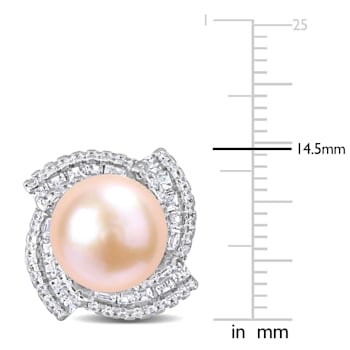9-9.5MM Pink Cultured Pearl and 2 1/8 ctw Cubic Zirconia Swirl Earrings
in Sterling Silver