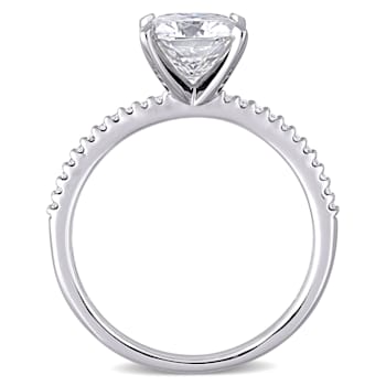 2 CT DEW Created Moissanite and 1/10 CT TW Diamond Engagement Ring in
14K White Gold