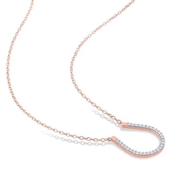 1/6ctw Diamond Horseshoe Pendant with Chain in 18K Rose Gold Over
Sterling Silver