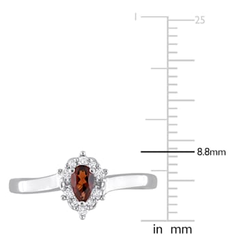 1/4 CTW Garnet and 1/10 CT TW Diamond Halo Ring in Sterling Silver