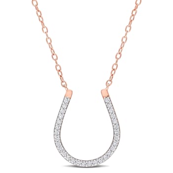 1/6ctw Diamond Horseshoe Pendant with Chain in 18K Rose Gold Over
Sterling Silver