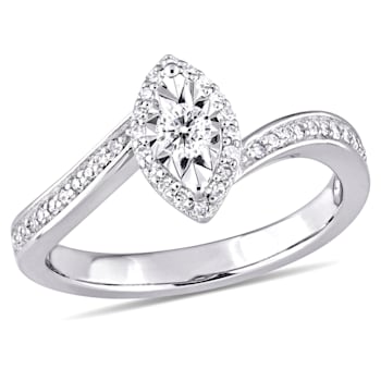 1/4 CT TW Diamond Halo Twist Ring in Sterling Silver