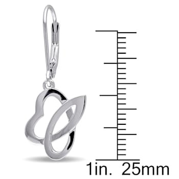 Heart Leverback Earrings in Sterling Silver