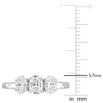 1 CT TW Lab-Grown Diamond 3-Stone Ring in 14K White Gold