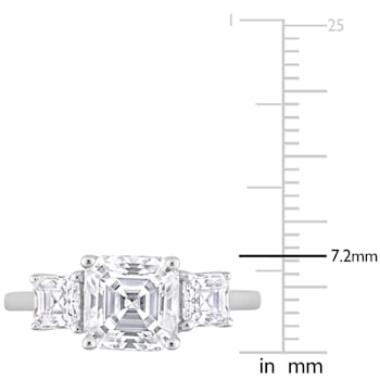 2 3/4 CT TGW Created Moissanite 3-Stone Ring in Sterling Silver