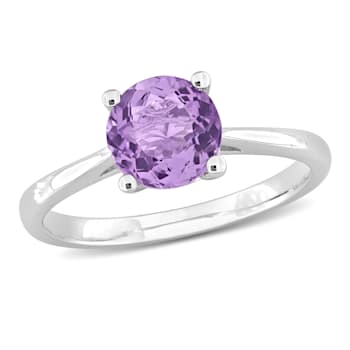1 1/3 CT TGW Amethyst Solitaire Ring in Sterling Silver