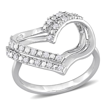 1/5 CT TW Diamond Open Heart Ring in Sterling Silver