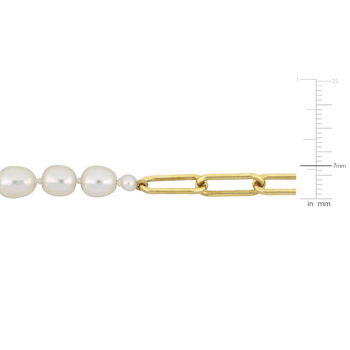 4.5-7.5 MM Freshwater Cultured Pearl Link Chain Necklace in 18K Yellow
Gold Over Sterling Silver