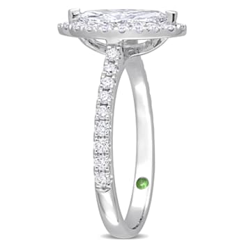 1 CT TGW Lab Grown Diamond with Tsavorite Accent Halo Engagement Ring in
14K White Gold