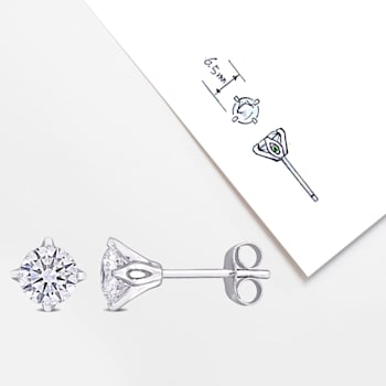 1 CT TW Lab-Grown Diamond Solitaire Stud Earrings in 14K White Gold