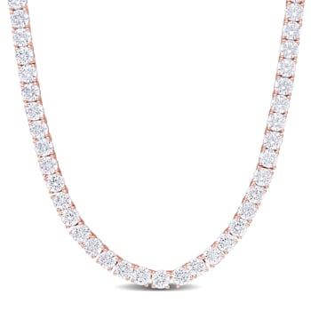 46 1/3 CT TGW Cubic Zirconia Tennis Necklace in Rose Plated Sterling Silver