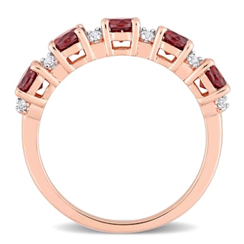 1 3/5 CTW Garnet and White Topaz Semi-Eternity Ring in Rose Plated
Sterling Silver