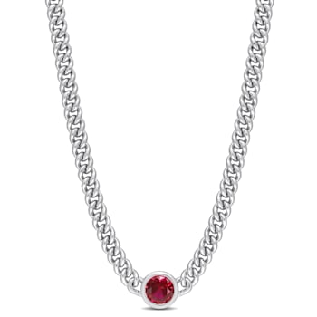 1 5/8 CT TGW Created Ruby Necklace in Sterling Silver