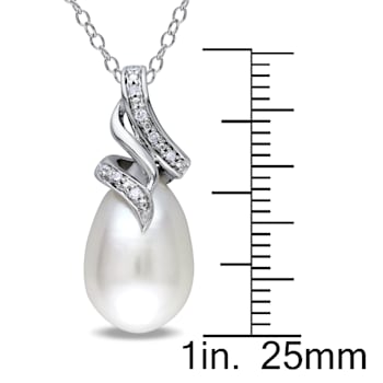 9-9.5MM Freshwater Cultured Pearl and Diamond Twist Pendant with Chain
in Sterling Silver
