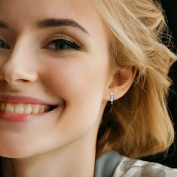 1 1/3 CT TGW Swiss, London, Sky Blue Topaz and White Topaz Stud Earrings
in Sterling Silver