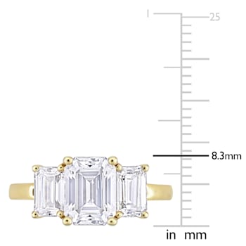 2-3/4 CT DEW Created Moissanite 3-Stone Engagement Ring in 10K Yellow Gold