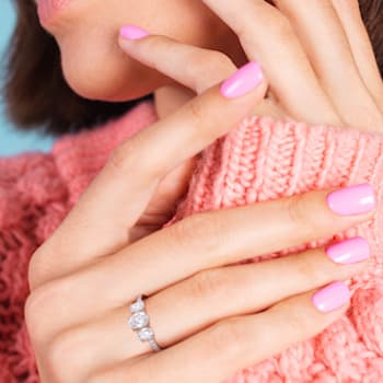 1-4/5 CT DEW Created Moissanite 3-Stone Engagement Ring in 10K Rose Gold