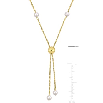 6-7 MM Freshwater Cultured Pearl Tassel Necklace in 18K Yellow Gold Over
Sterling Silver