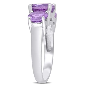 3 3/8 CT TGW Amethyst 3-Stone Ring in Sterling Silver