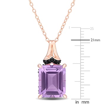 6 1/8 CT TGW Amethyst and Black Sapphire Pendant with Chain in Rose
Plated Sterling Silver