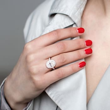 3 7/8 CT TW Lab-Grown Diamond Halo Ring in 14K White Gold