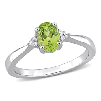 4/5 CT TGW Peridot and Diamond Accent Ring in Sterling Silver